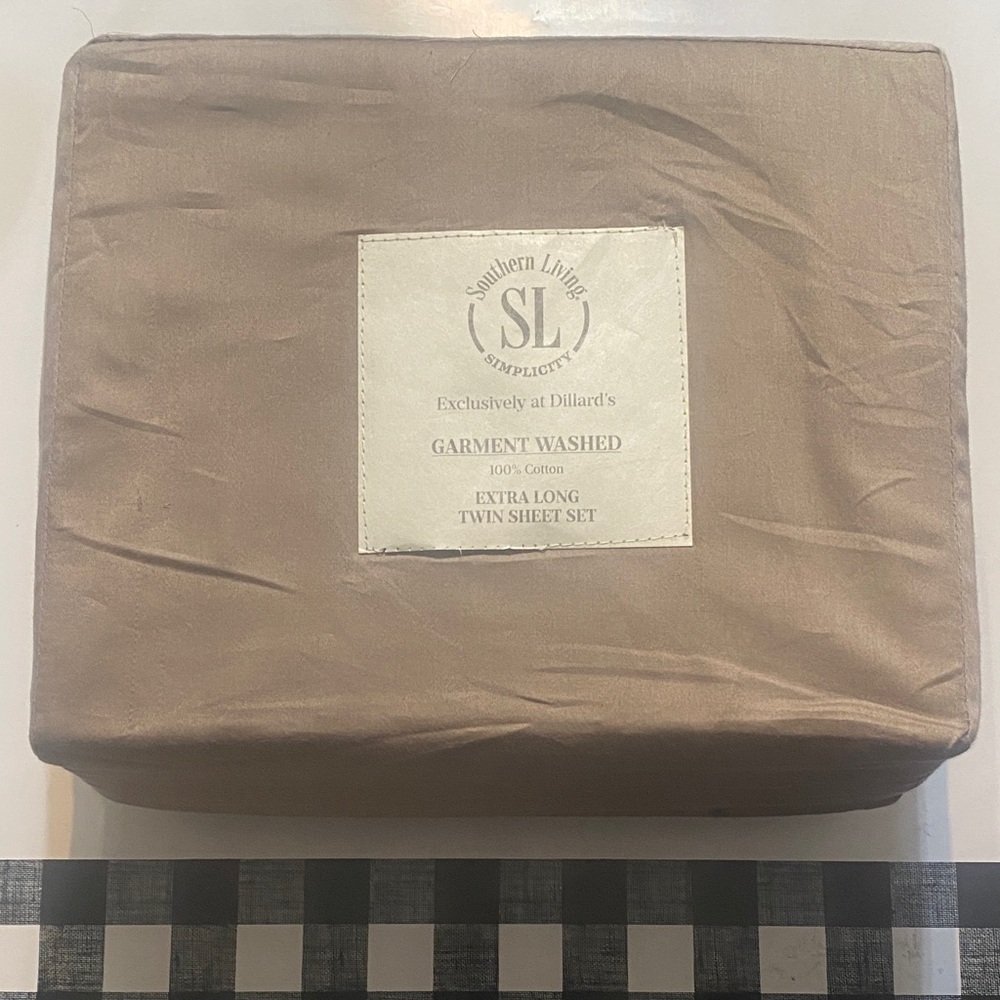 Southern Living Garment Washed Twin Extra Long Tan Sheet Set, Tan, NWT